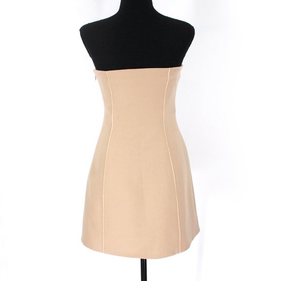 SIR The Label Adrien Bandeau Strapless A-Line Mini Dress X-Small Tan Fit & Flare - Picture 6 of 7